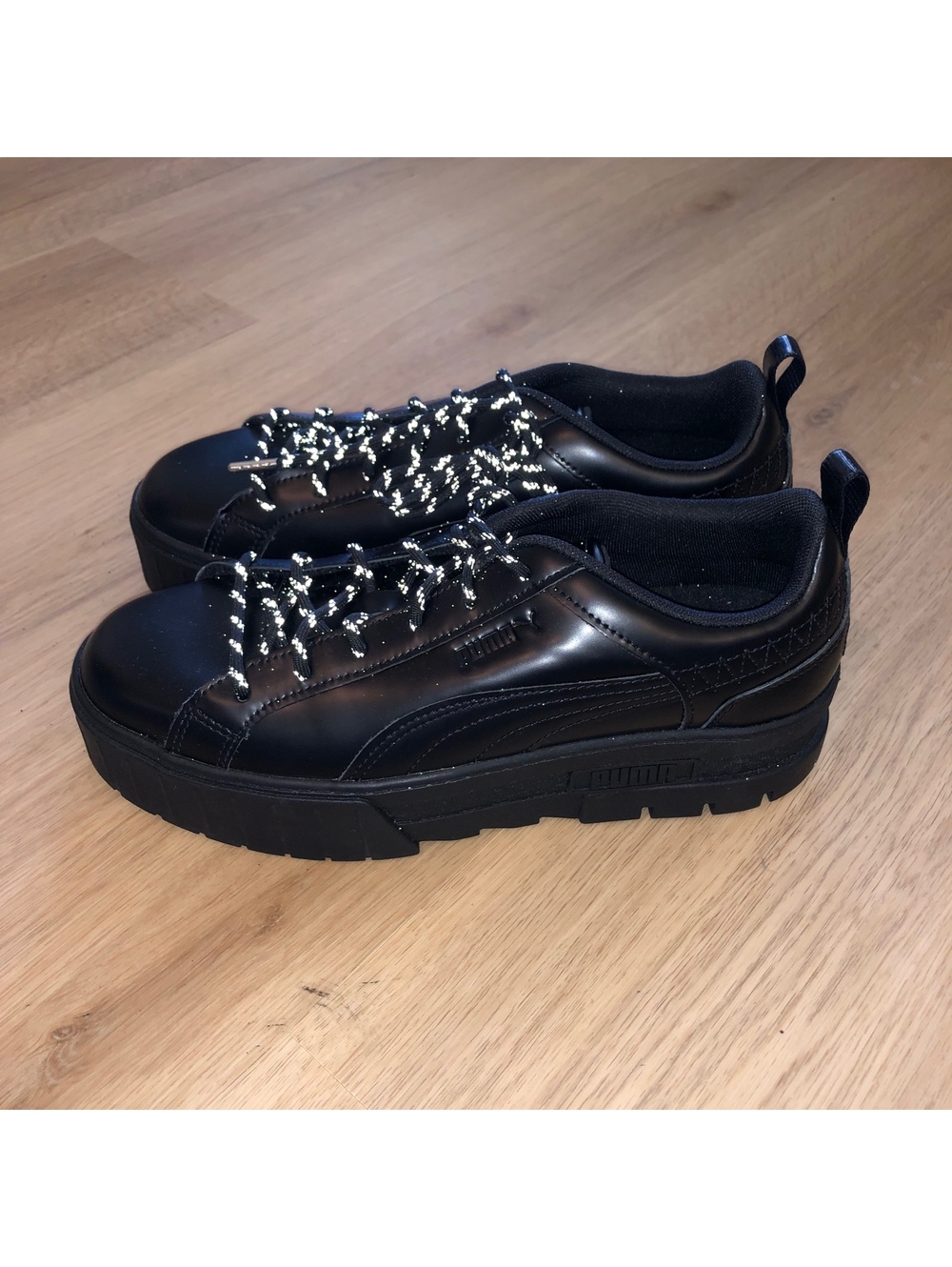 DUA LIPA PUMA x MAYZE FLUTUR BLACK PLATFORM COLLAB SNEAKERS WOMENS SIZE 10 NEW - Picture 2 of 8